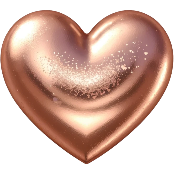 Edit the glittery gold color heart to a glittery rose gold color heart with a subtle gradient and no border. Keep the background transparent. Maintain the glittery texture and subtle gradient effect in rose gold tones emoji