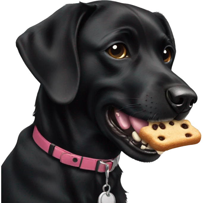 Black dog eating a treat emoji