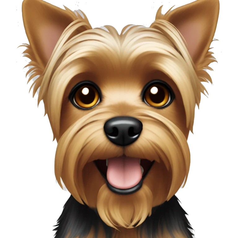 yorkie with dark ears and white mouth emoji