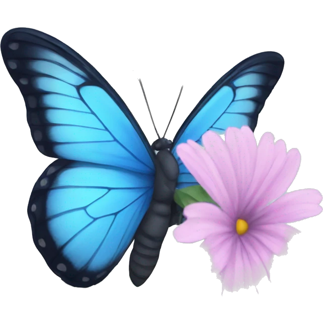 A blue butterfly sitting on a flower emoji