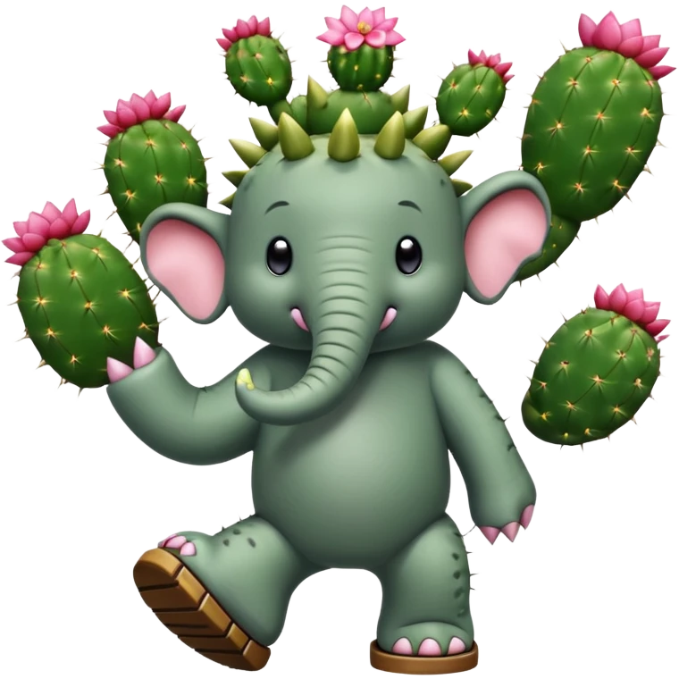 Lirili Larila (Elefante Con Su Mismo Cuerpo Pero En Forma De Cactus Y Tiene Sandalias Grandes En Sus Patas-Cactus) emoji