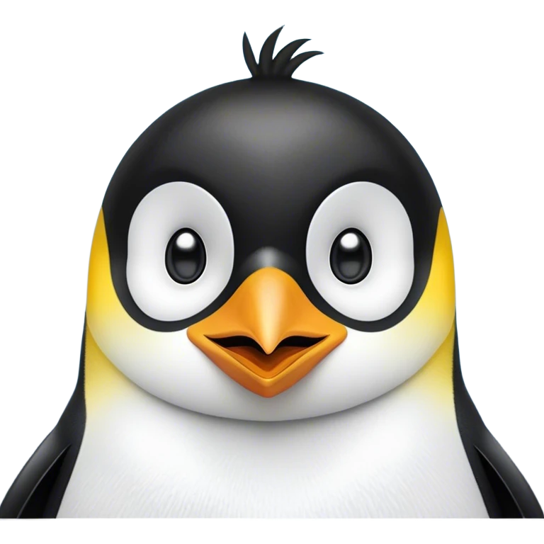 Cinematic Comical Emperor Penguin Portrait Emoji, Head tilted dramatically with an exaggeratedly shocked expression, featuring sleek, polished plumage with wide, comically expressive eyes filled with exaggerated disbelief, Simplified yet hilariously expressive features, highly detailed, glowing with a slightly sassy polar glow, high shine, dramatic yet playful, stylized with an air of cheeky arctic attitude, soft glowing outline, capturing the essence of a meme-worthy penguin that appears ready to side-eye its way into viral internet fame instantly! emoji