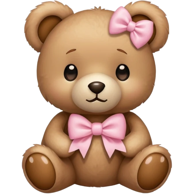 Teddy bear with light pink bow  emoji