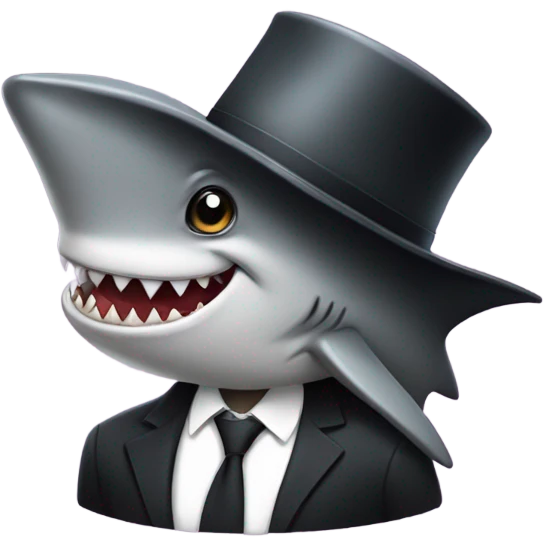 girl with top hat and a shark fin emoji