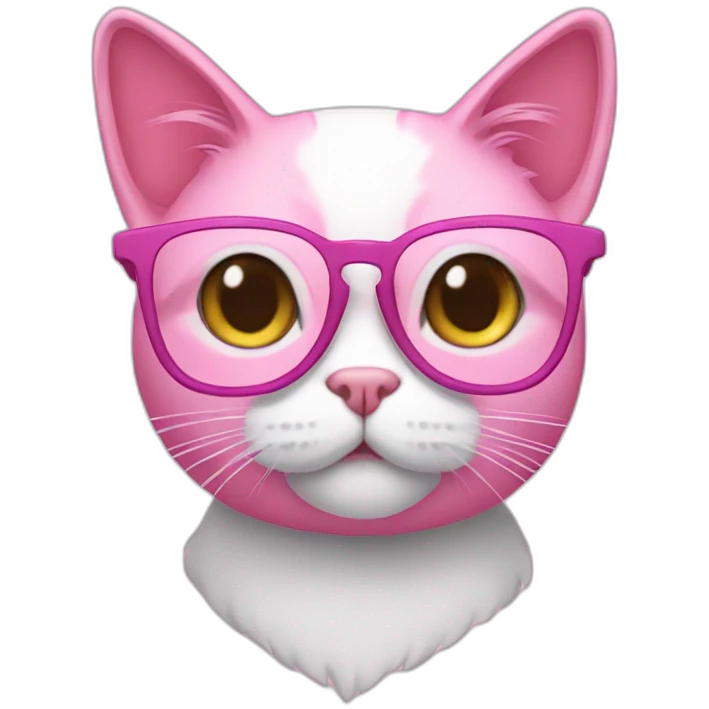 pink cat in glasses emoji