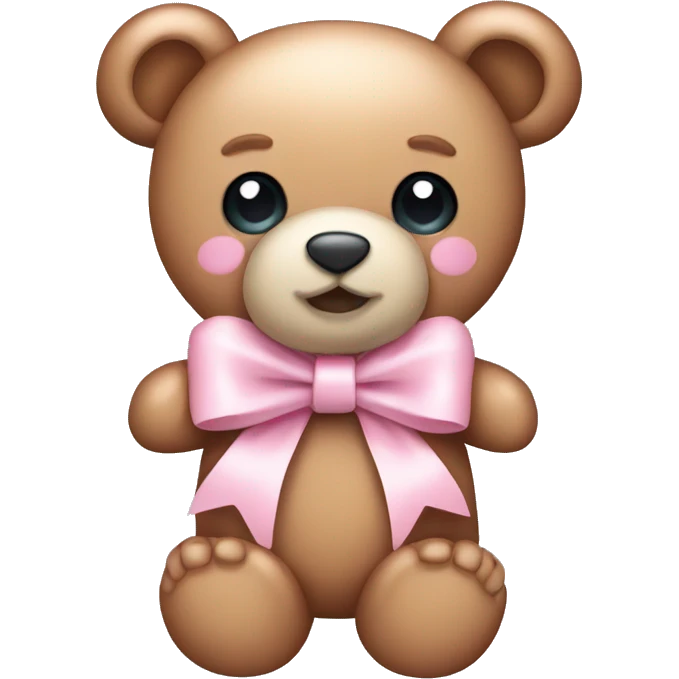 light pink cute teddy bear bow emoji