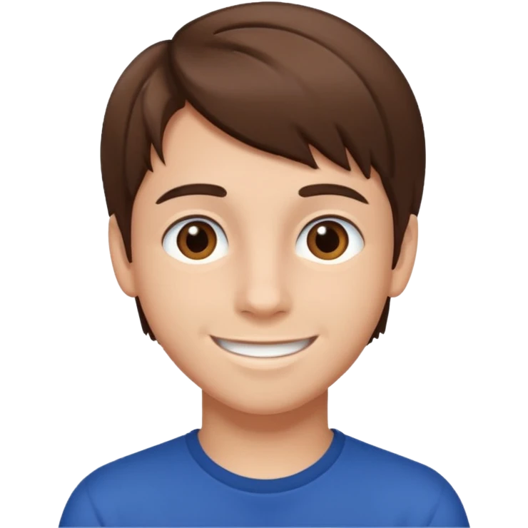 Teen Boy, straight brown hair, brown eyes, white skin. emoji