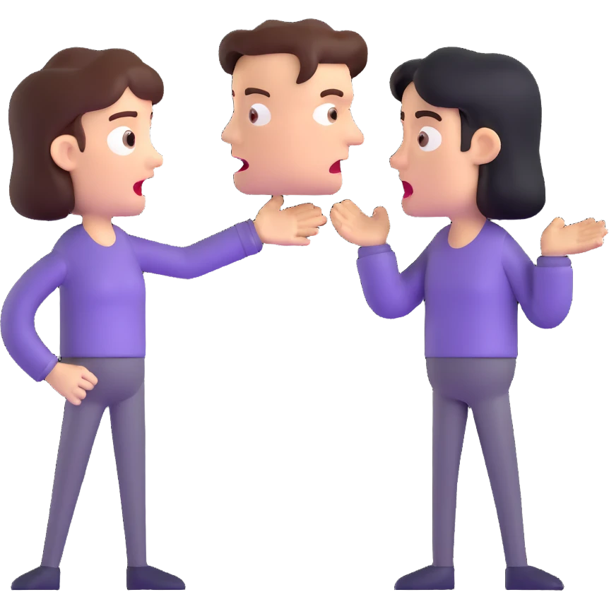 man and woman arguing, expressive faces emoji
