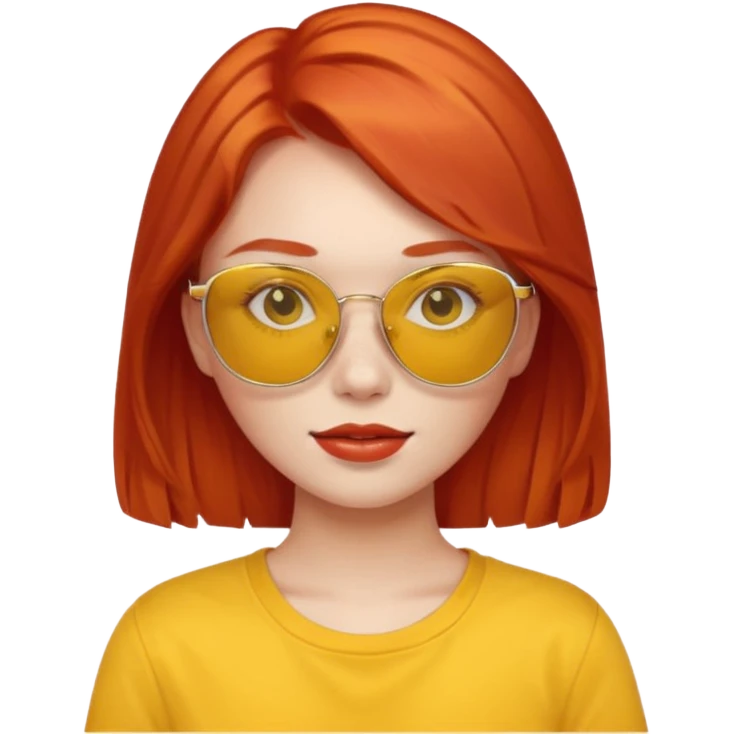 red head girl with yellow sunglasses emoji