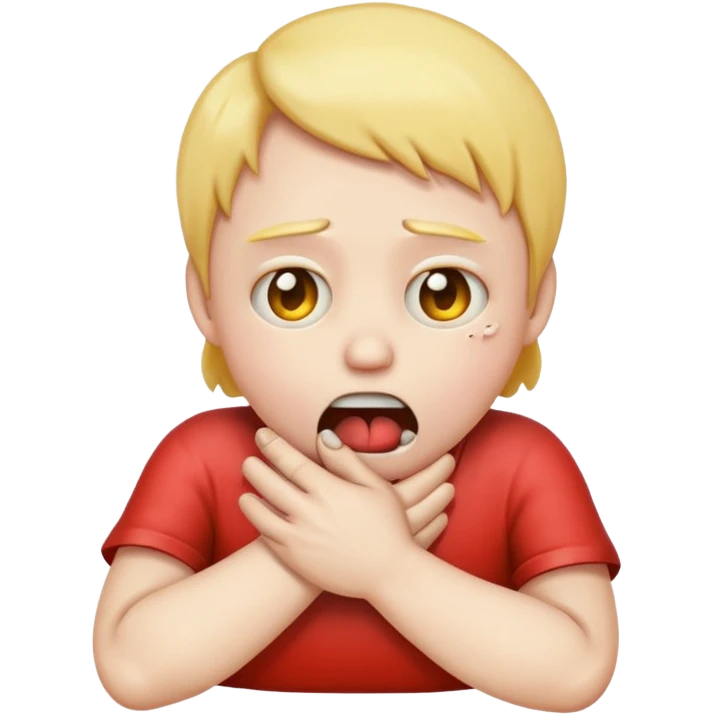 Emoji choking itself with hands emoji