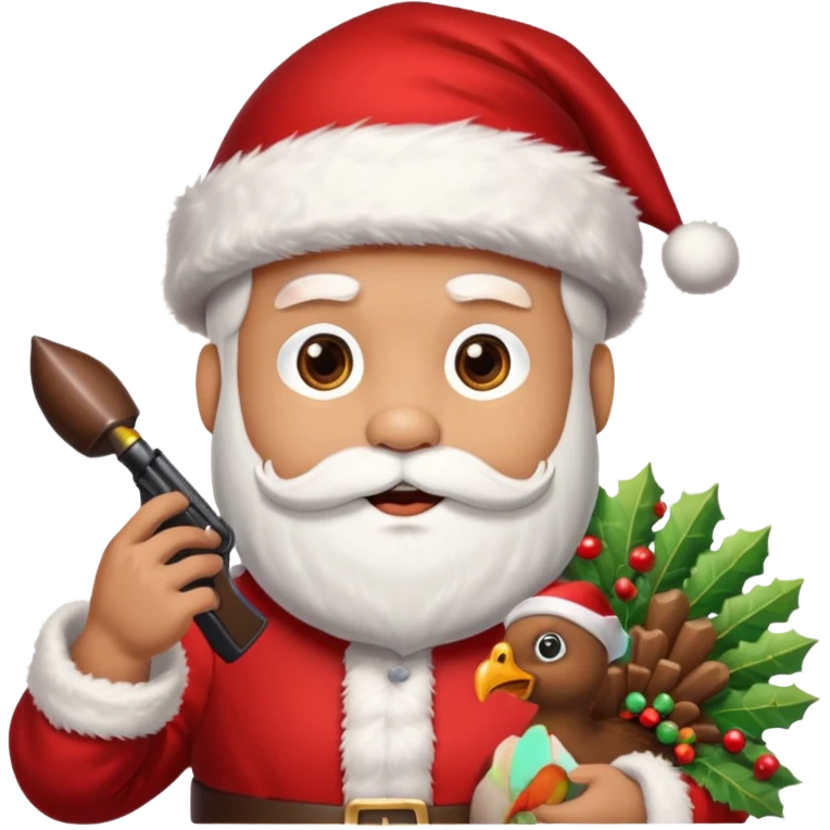 Santa shooting a turkey emoji