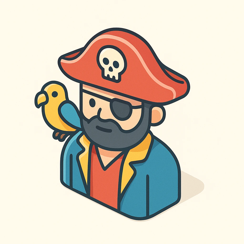 pirate with eye patch and parrot emoji