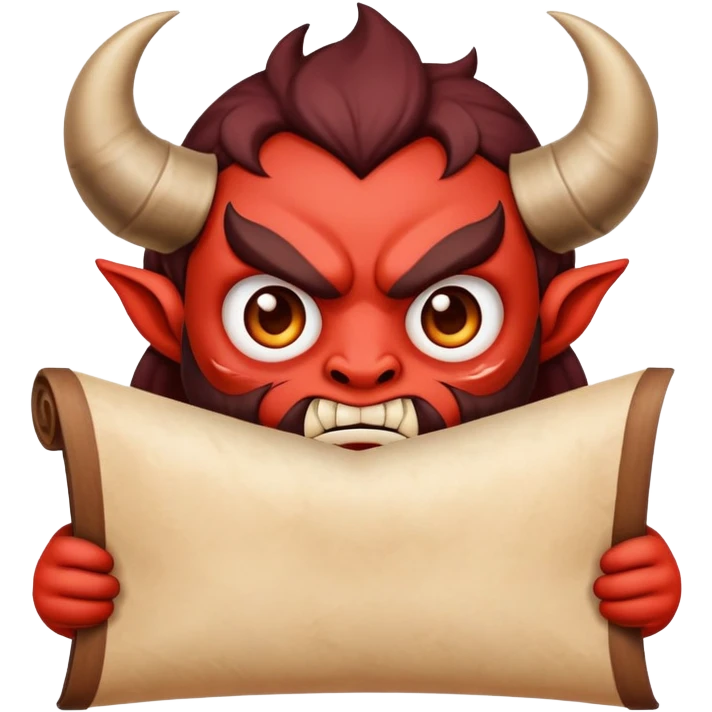 cartoon face holding a scroll parchment in mouth like a Demon Slayer character emoji