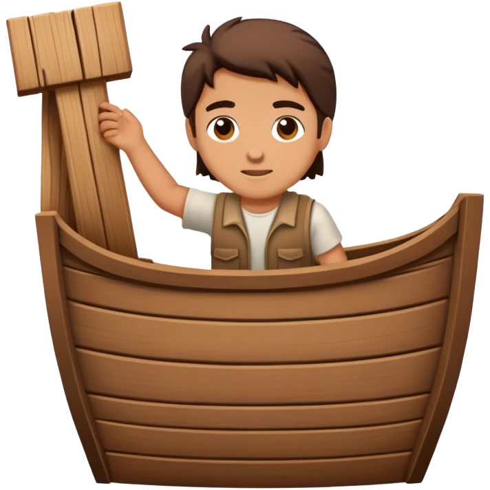 Noah building a large wooden boat ark emoji