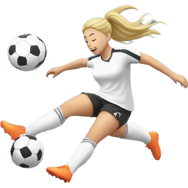 blod girl kicking a soccer ball in the air emoji