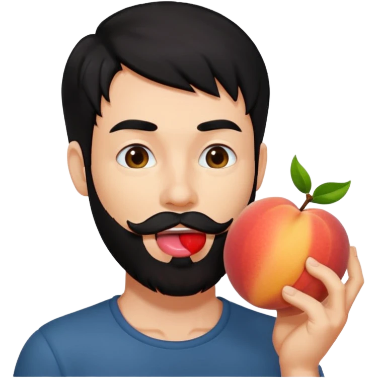 Black hair Man red beard licking peach emoji