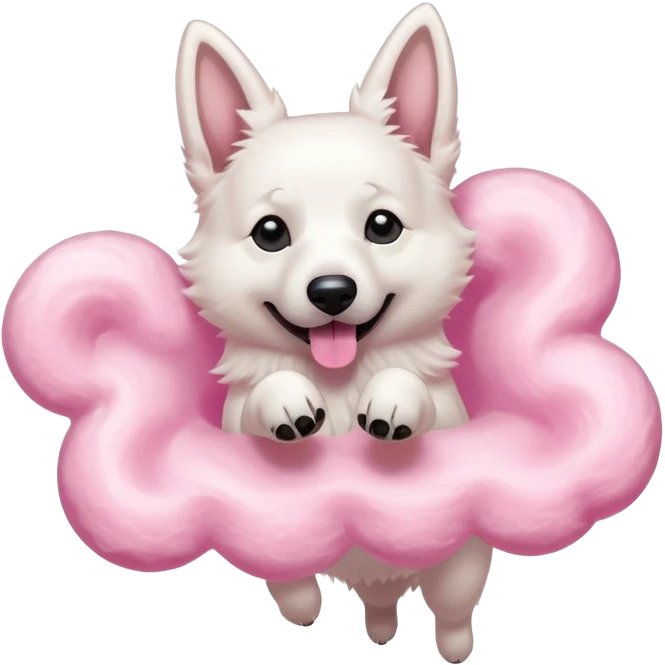 White belgian Shepard Dancing on Cotton candy  emoji