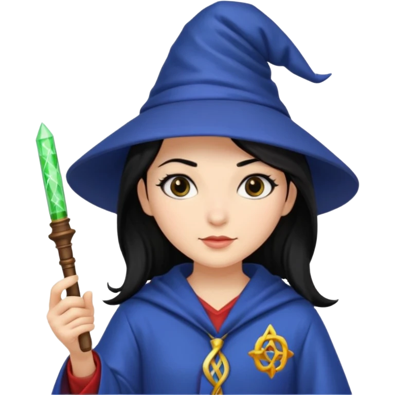 Female wizard with black hair holding a DNA wand emoji