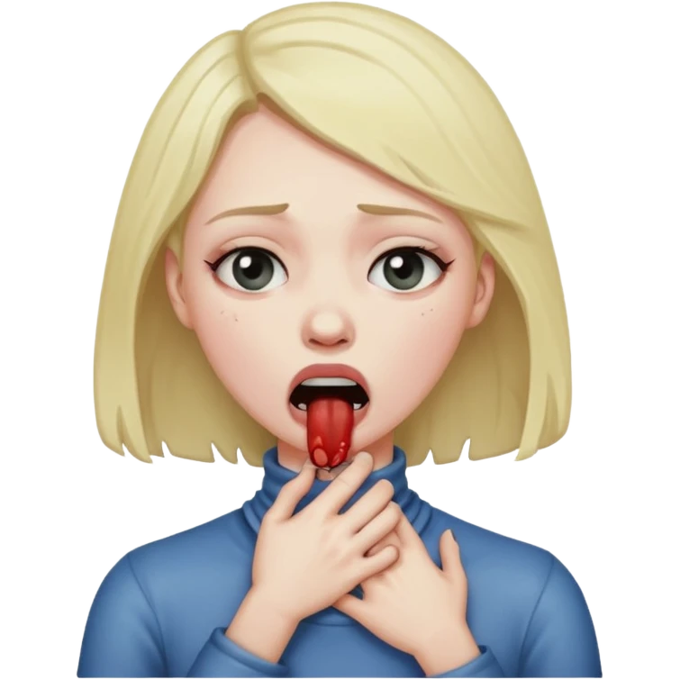Woman choking herself emoji