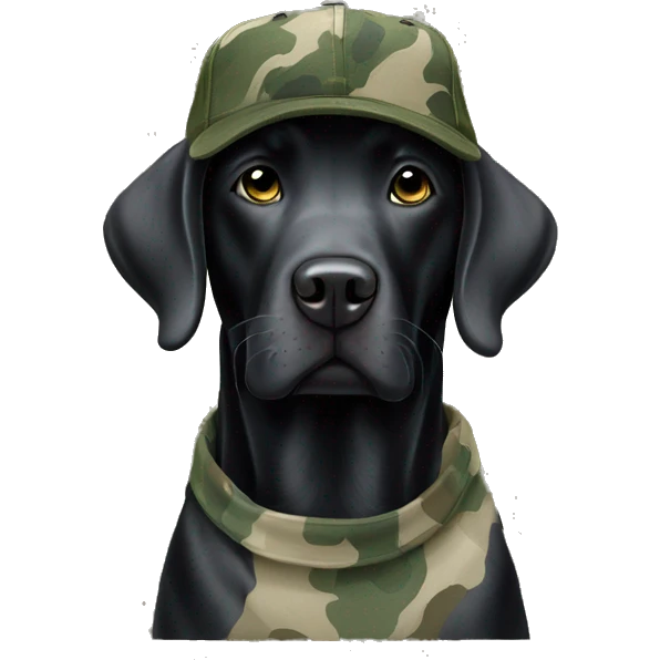 Black Labrador wear camo ball cap emoji
