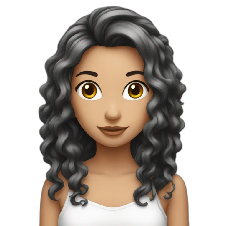 Ragazza con capelli lunghissimi neri e bianchi emoji