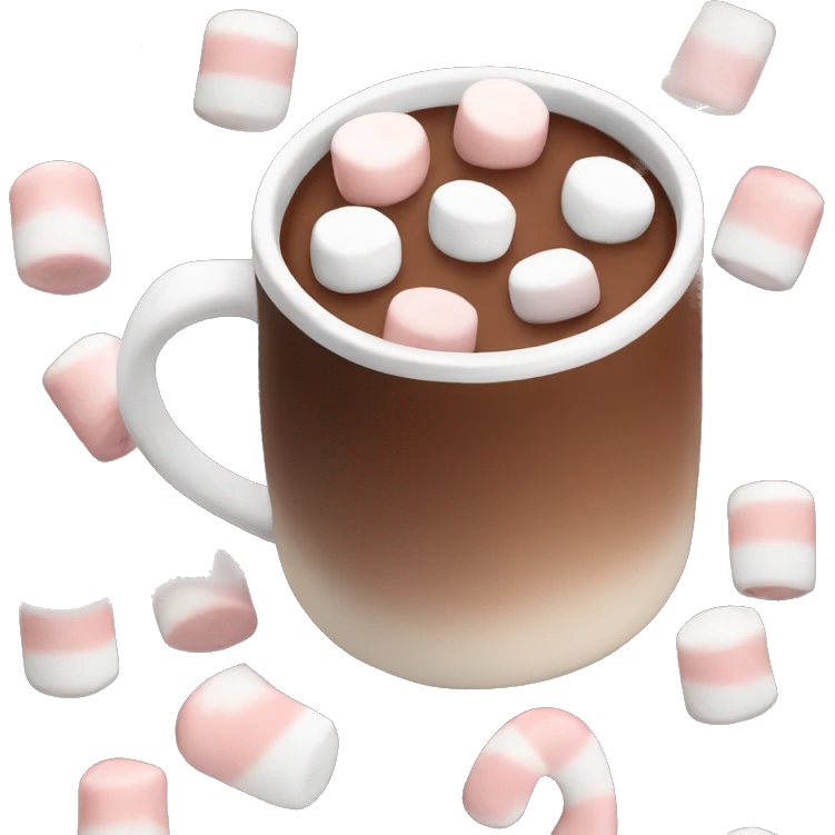 Mug of hot chocolate with marshmallows for Christmas emoji