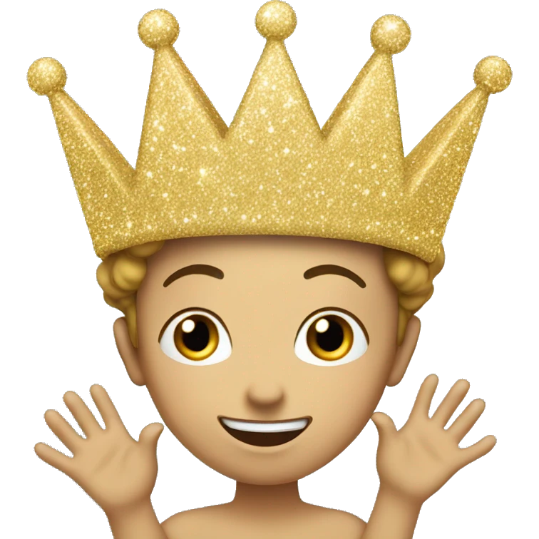 glittery crown with happy emotions on it, give it a smile emoji