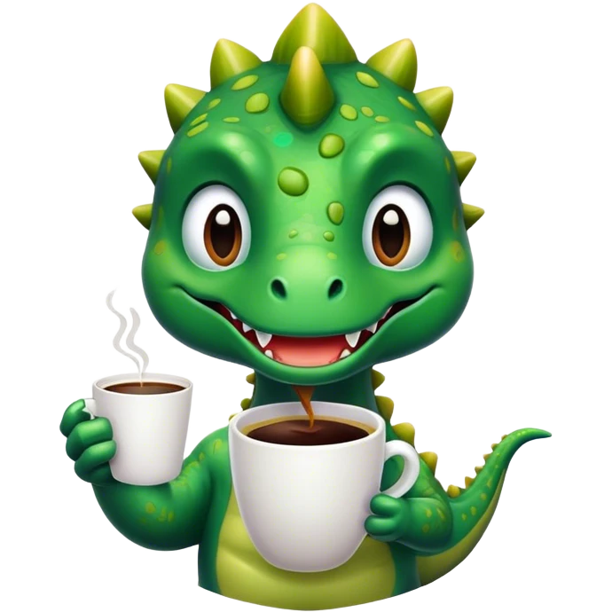 a dino with coffee emoji