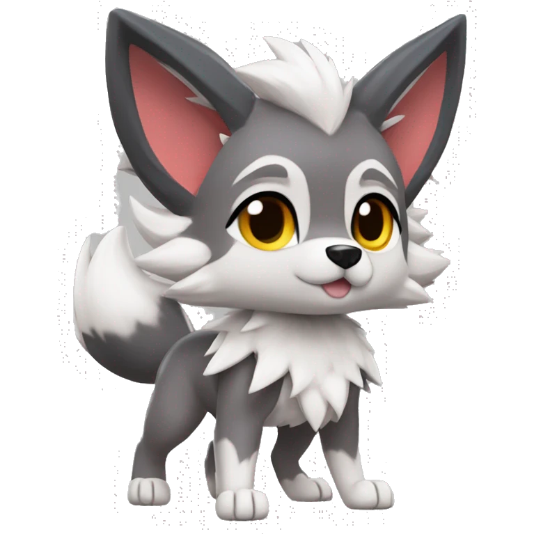 Kawaii Cool Chibi Poochyena-Rocruff-Lycanroc-Pokémon Full Body Detailed High Quality emoji