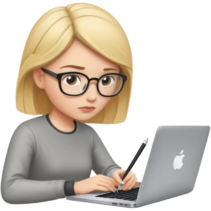 A developer writing code on her macbook emoji