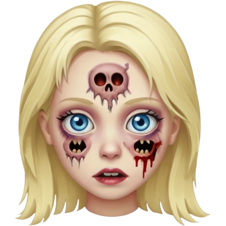 girl zombie with blonde hair blue eyes and Eyelashes emoji