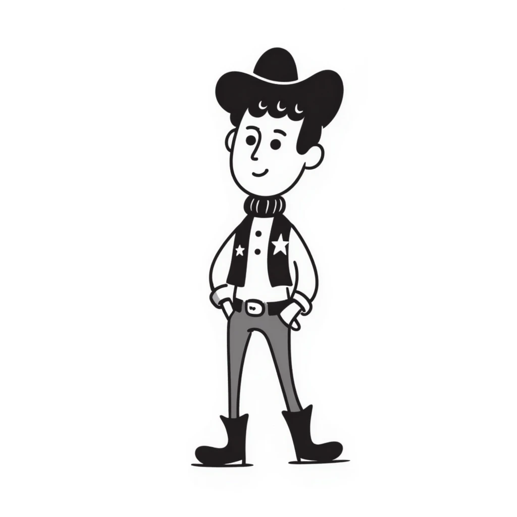Cowboy with a star on his shirt, wearing a cowboy hat and boots emoji