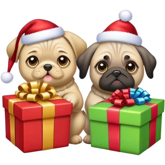 Mops with presents emoji