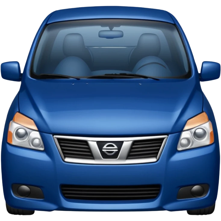 a dark blue Nissan Sentra with a sad face emoji