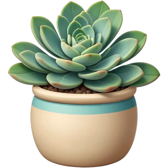 Sedum Pachyphyllum succulent with chubby blue-green leaves in a beige ceramic pot emoji