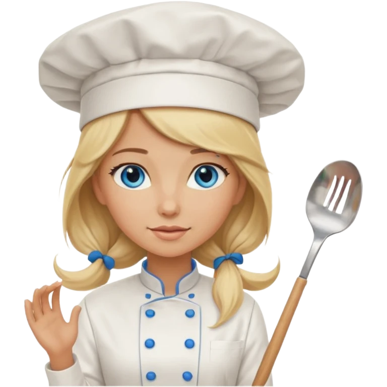 Long Blonde hair blue eyed female chef emoji
