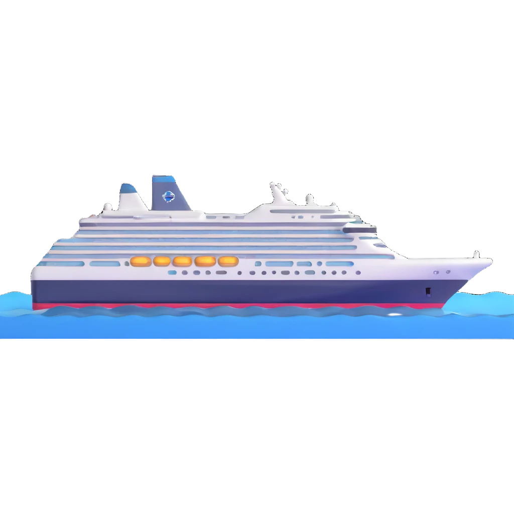 A modern cruise ship sailing on the ocean emoji