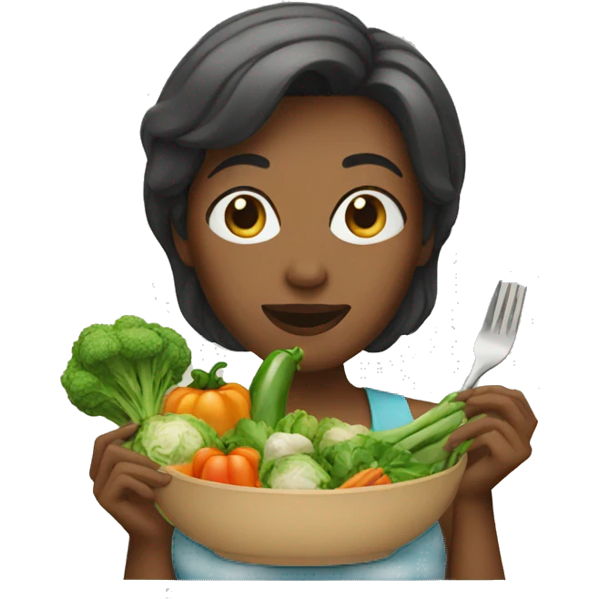woman eating vegetables emoji
