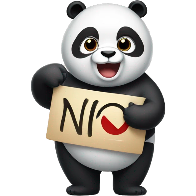 A fat panda holding a sign that says NO emoji