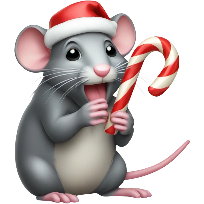 Christmas rat eating candy cane emoji