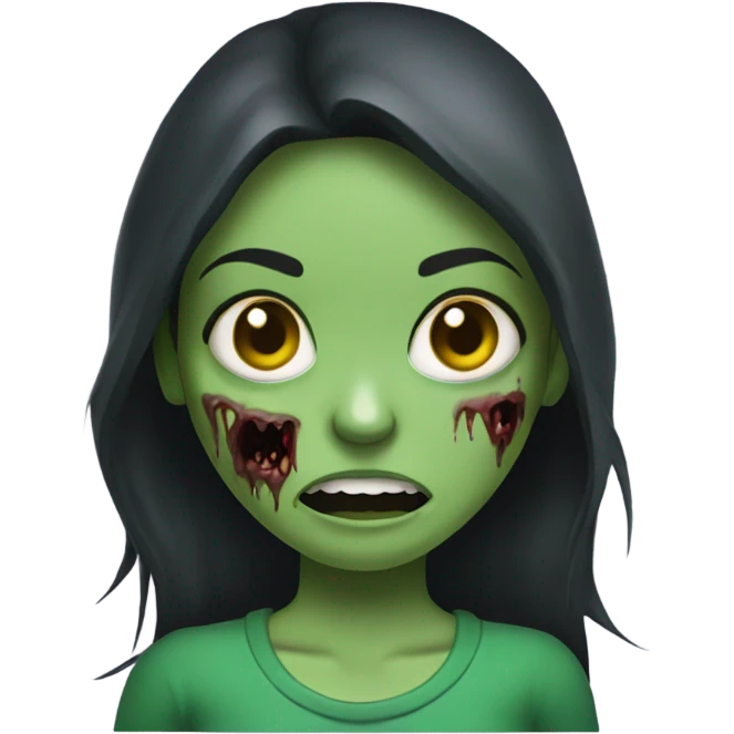 Brunette zombie girl in horror green creppy emoji