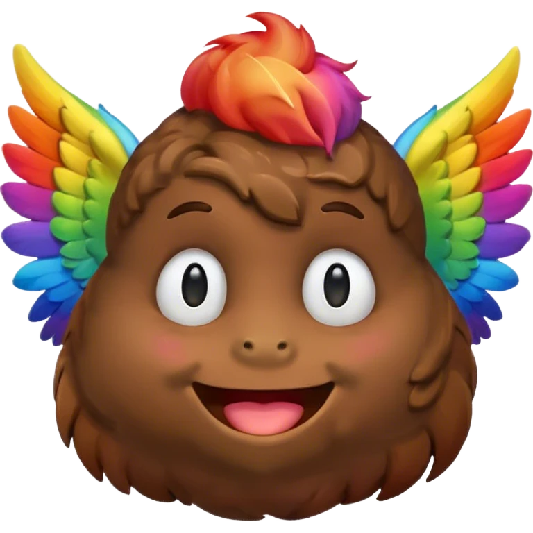 Rainbow Poop emoji face with wings emoji