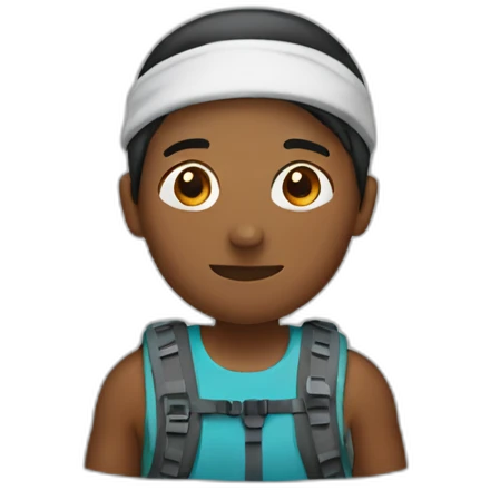 person hiking with headband emoji