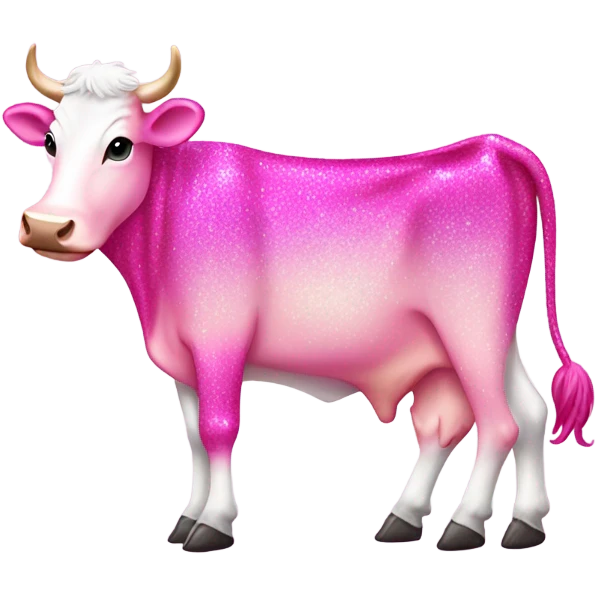 Pink ombre full body cow with glitter  emoji