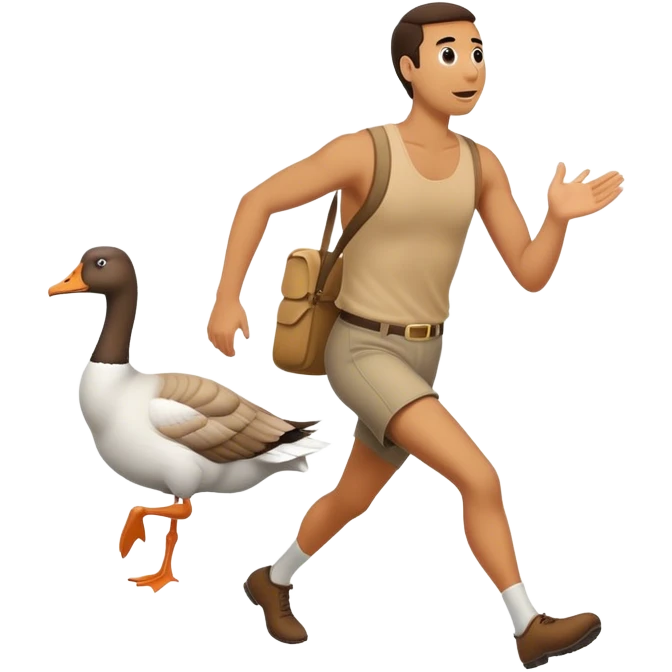 goose chasing man emoji