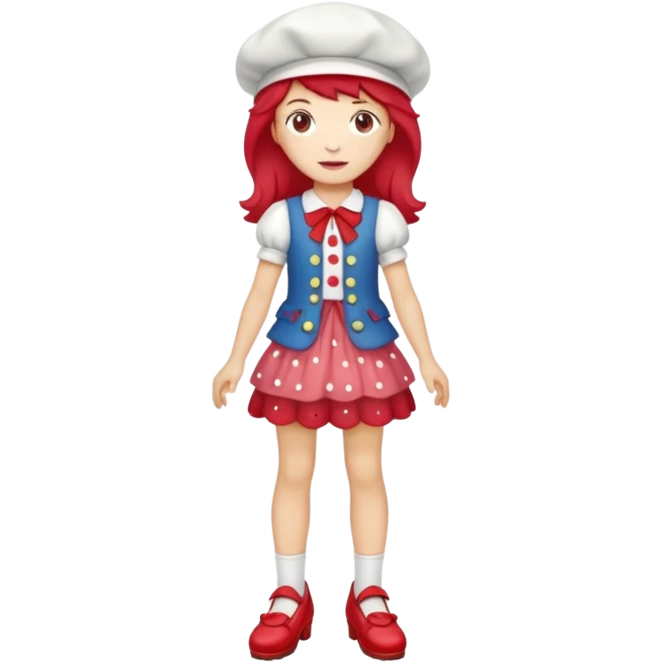 pretty and cute realistic strawberry shortcake full body with red shoes standing emoji