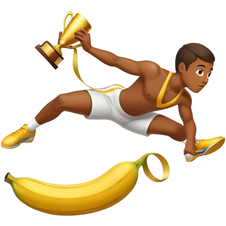 Athlete with prize in hand bleeping on banana peel  emoji