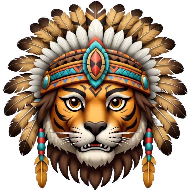 Aztec tiger warrior with feathered headdress emoji