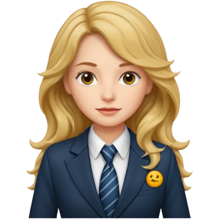 long wavy haired woman with tie and blazer emoji