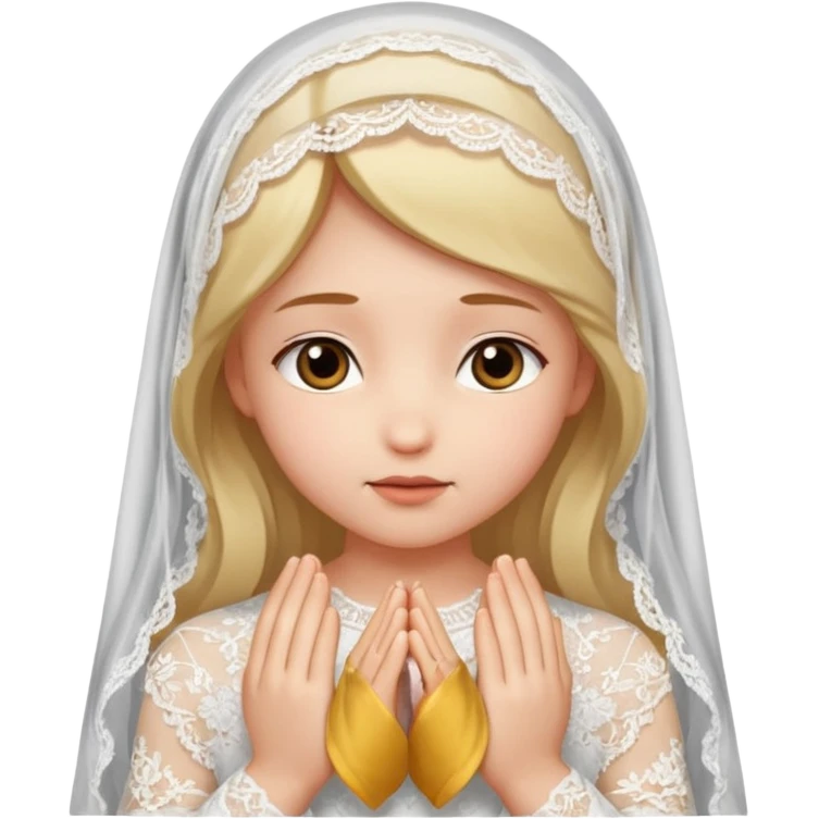 Girl praying with white lace veil emoji